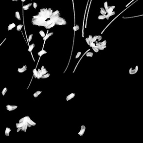 Large Breezy Hand-Painted Daisies | Black White