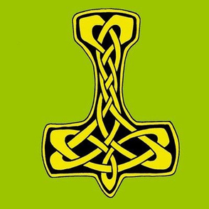 Celtic Thors Hammer 1 gold on green