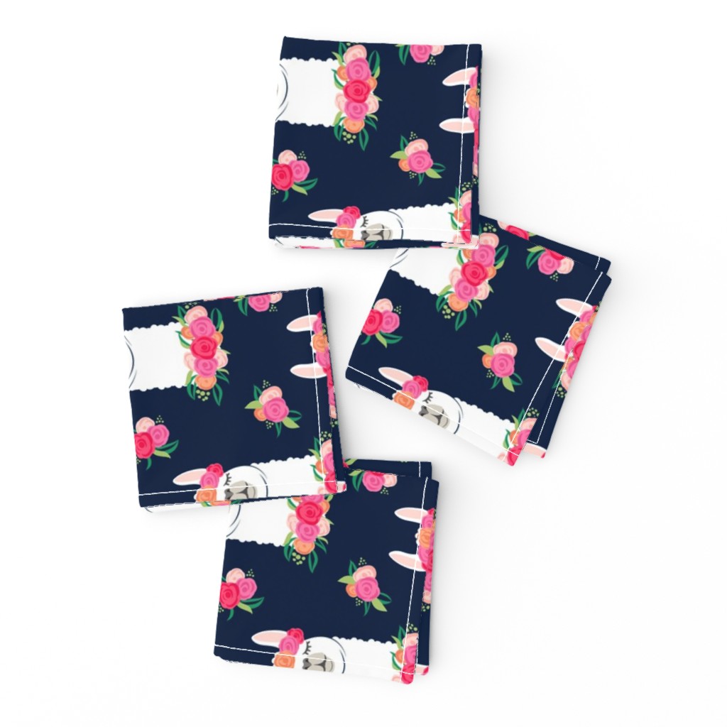 floral llama - spring colors on navy (90) C18BS