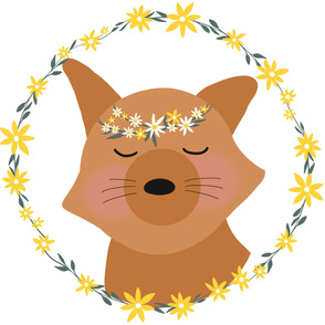 Floral Fox with Flower Crown and Wreath