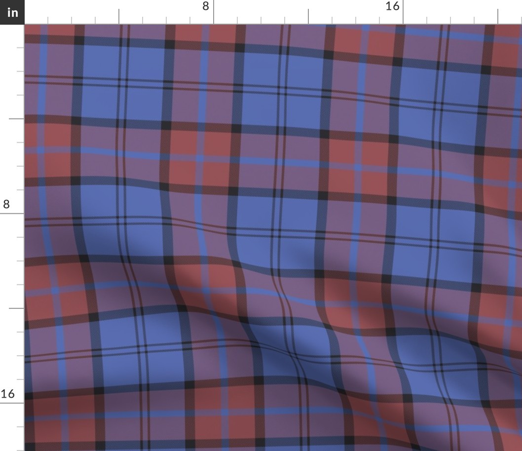 Dunbar tartan, 6", custom colorway soft red/blue