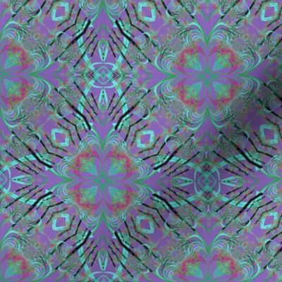 Fractal Kaleidoscope in Blue-Purple and Turquoise