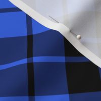 cobalt blue and black diagonal tartan, 7" square repeat