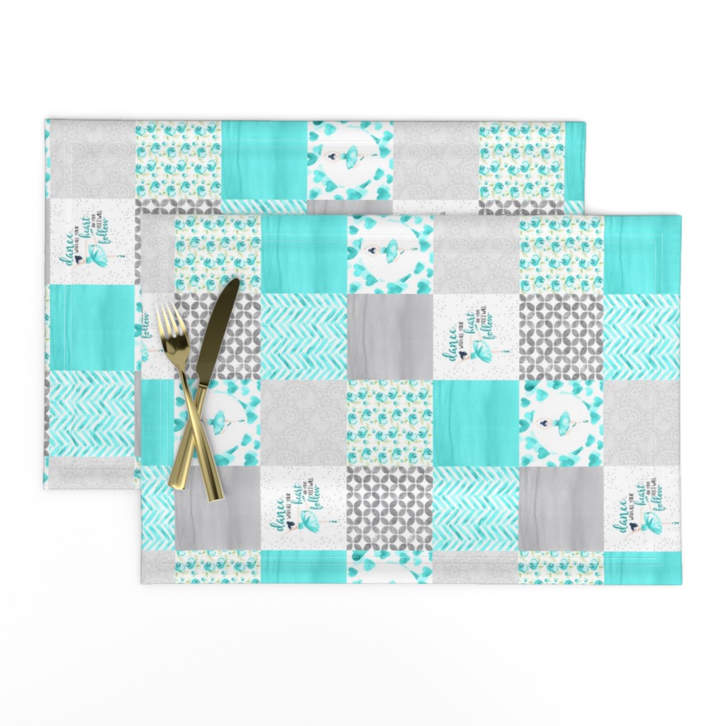 3 inch Ballerina//Teal - Wholecloth Cheater Quilt