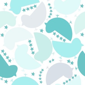 Colette’s Chicks and Stars- Mint, Aqua & Grey