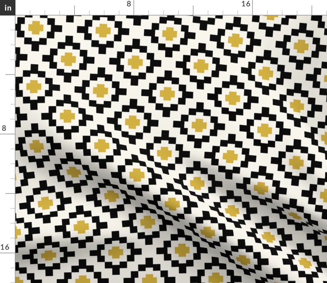 Mustard, black + off-white geometric West by Southwest by Su_G_©SuSchaefer