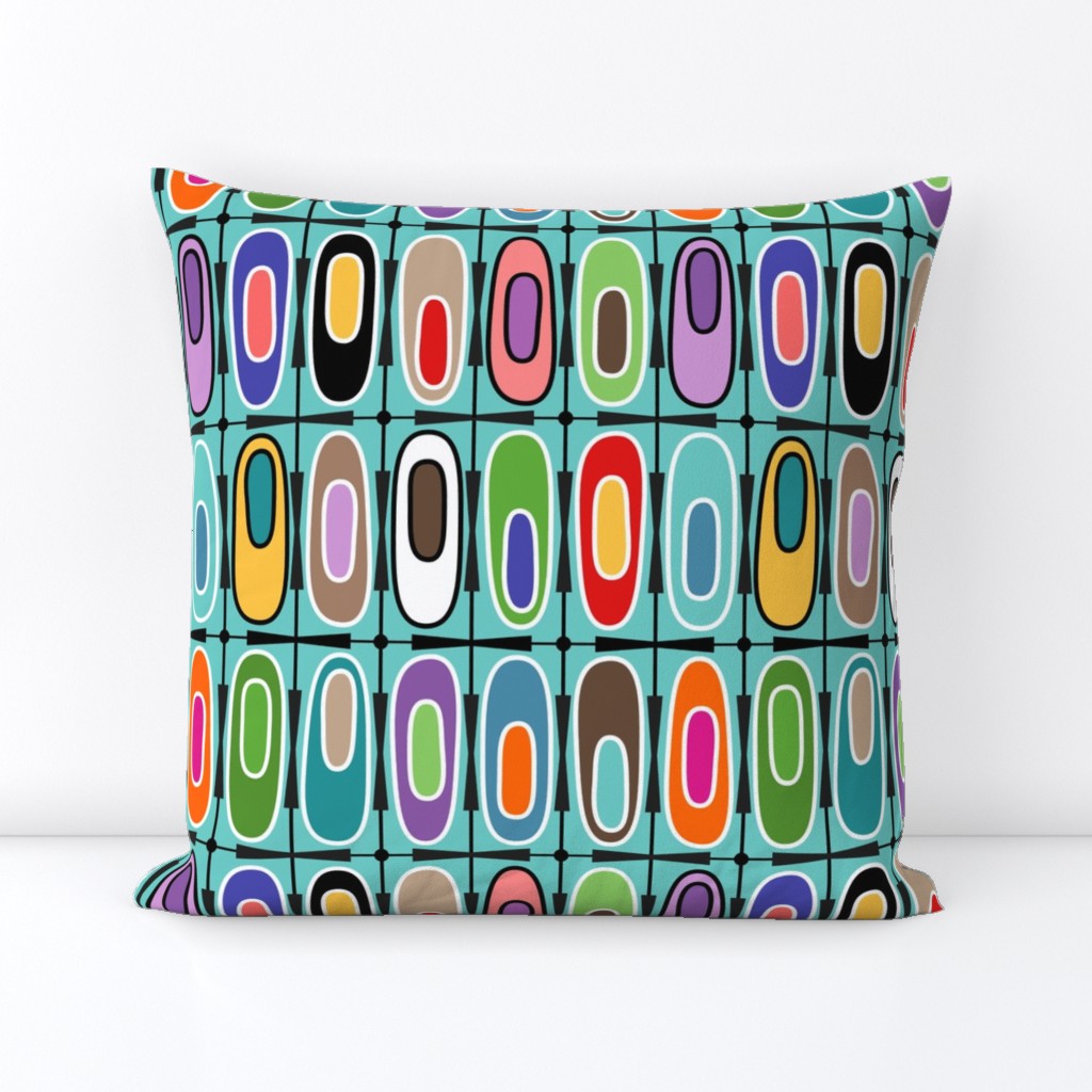 Colorful Funky Oval Geometric Mid Century Modern Design