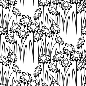 Black and White Flower Patch - Modern Floral Print