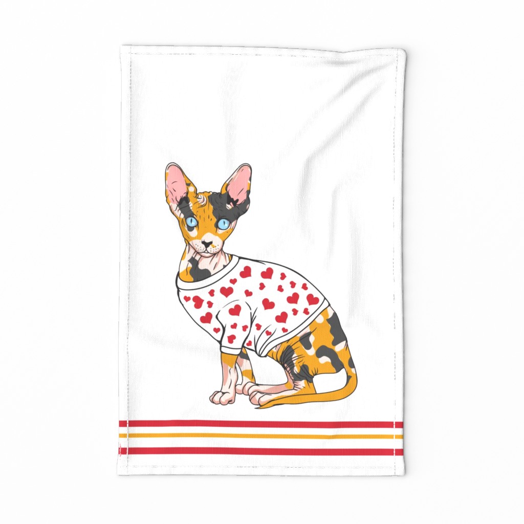 Tea Towel Sphynx Valentines