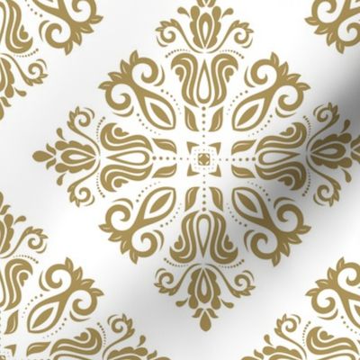 Gold Damask Ornamental on White