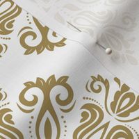Gold Damask Ornamental on White