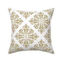 Gold Damask Ornamental on White