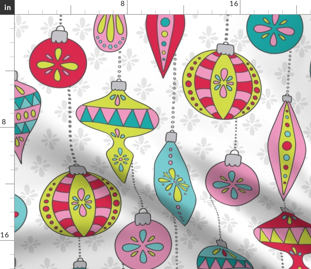 Bright Christmas Ornaments in White - large scale