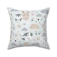 Bunny and Owl - Best Friends - grey beige - BIG