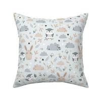 Bunny and Owl - Best Friends - grey beige - SMALL