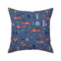 To the rescue - firetrucks - Navy SMALL