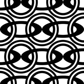 Black and White Mid Century Geometric Pattern