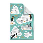 Penguin north pole tea towel Calendar 2024