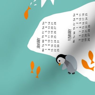 Penguin north pole tea towel Calendar 2024