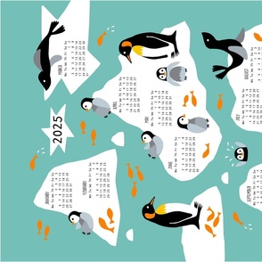 Penguin north pole tea towel Calendar 2024