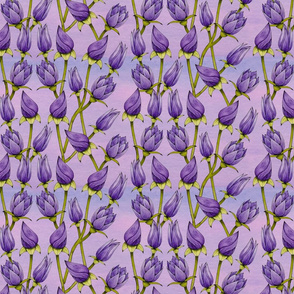 Watercolor buds with purple background