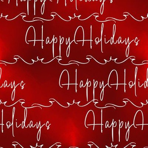 Happy Holidays Script on Ombre Red