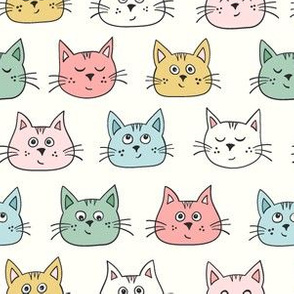 Cute kittens/multicolor on off-white background/small