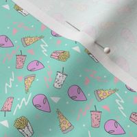 MINI - drive thru // pastel drive thru space alien 80s 90s design pizza aliens food fabric