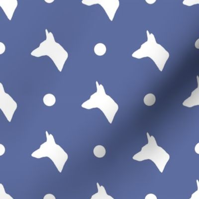 Carolina Dog Silhouette and Polka Dots in Navy Blue