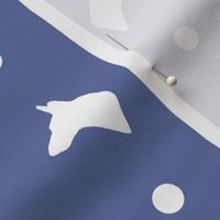 Carolina Dog Silhouette and Polka Dots in Navy Blue