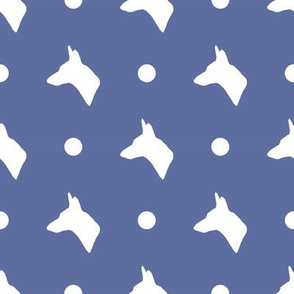 Carolina Dog Silhouette and Polka Dots in Navy Blue