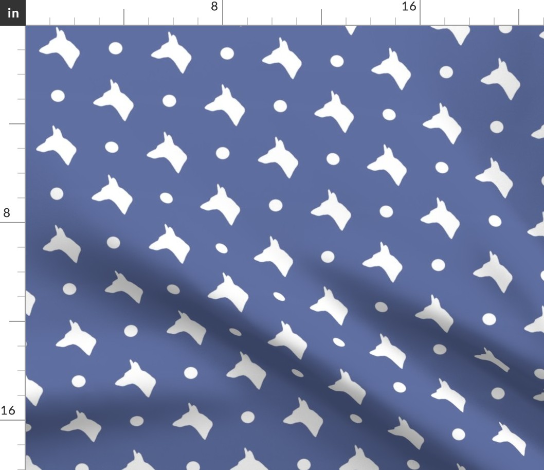 Carolina Dog Silhouette and Polka Dots in Navy Blue