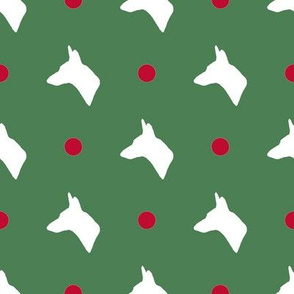 Carolina Dog Silhouette and Polka Dots in Christmas Green and Red