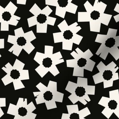 Square Flowers, black, cream