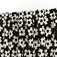 Square Flowers, black, cream