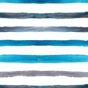 Turquoise and grey watercolor stripes