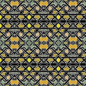 Diagonal weaving in gold and black