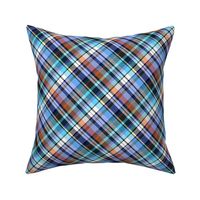Turquoise and Royal Madras Plaid 45 degree large