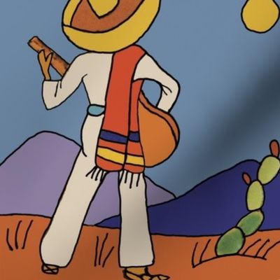 Desert Mexican Guitar Sombrero Tile