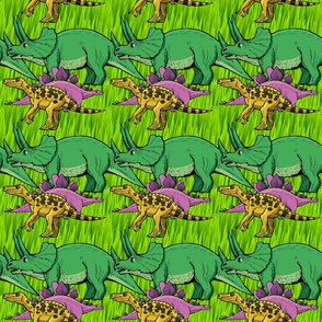 Dinosaurs Cartoon in Grass