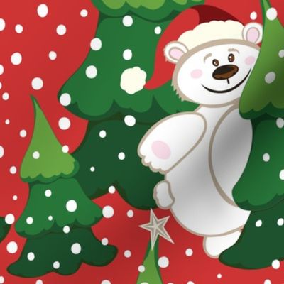 Christmas Santa Bear, red, white and green