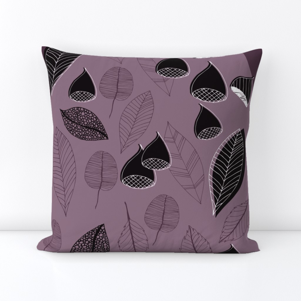Abstract Leaves And Chestnuts Purple Pink Black