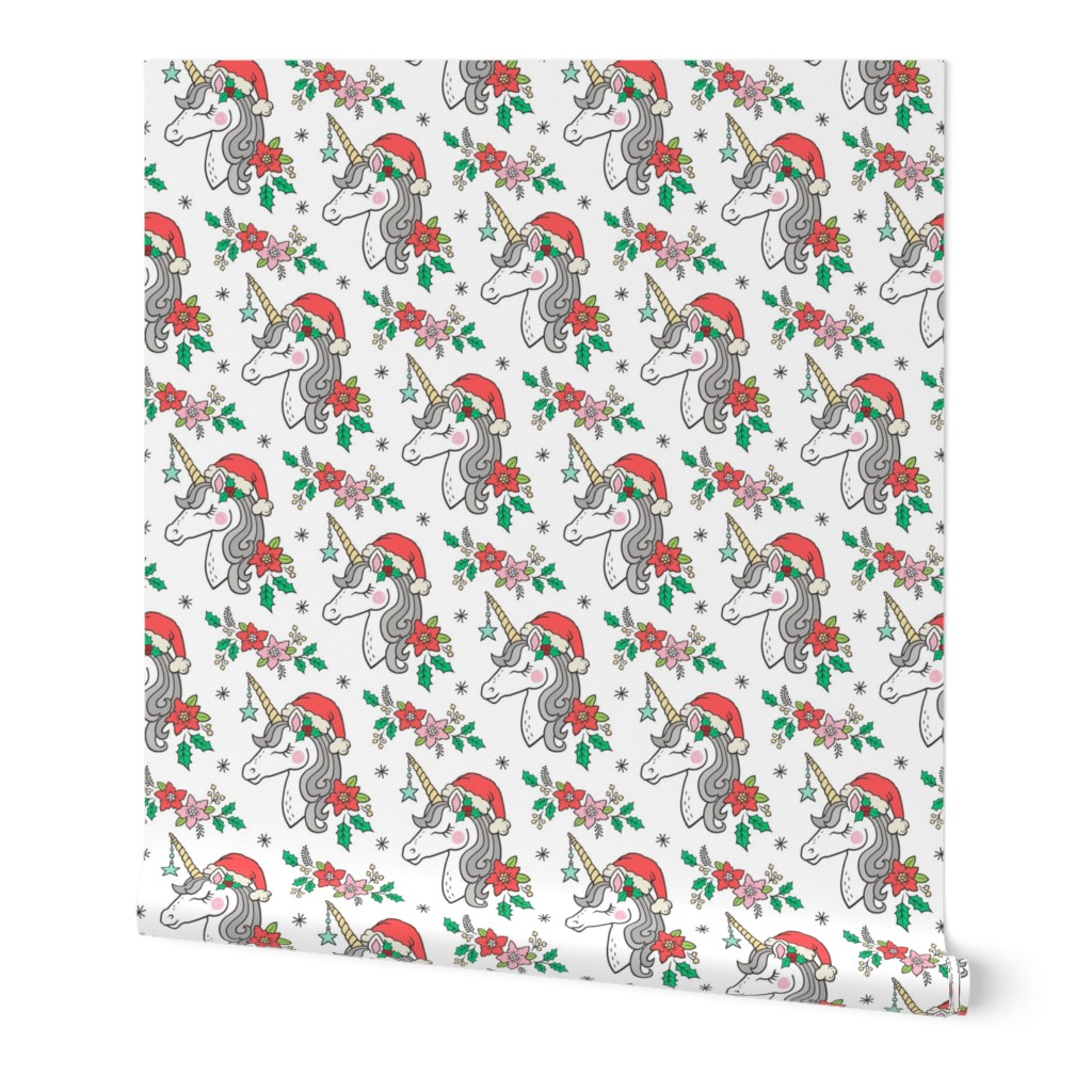 Christmas Unicorn on White 4 inch