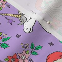 Christmas Unicorn on Purple 4 inch