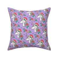 Christmas Unicorn on Purple 4 inch