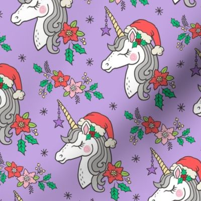 Christmas Unicorn on Purple 4 inch