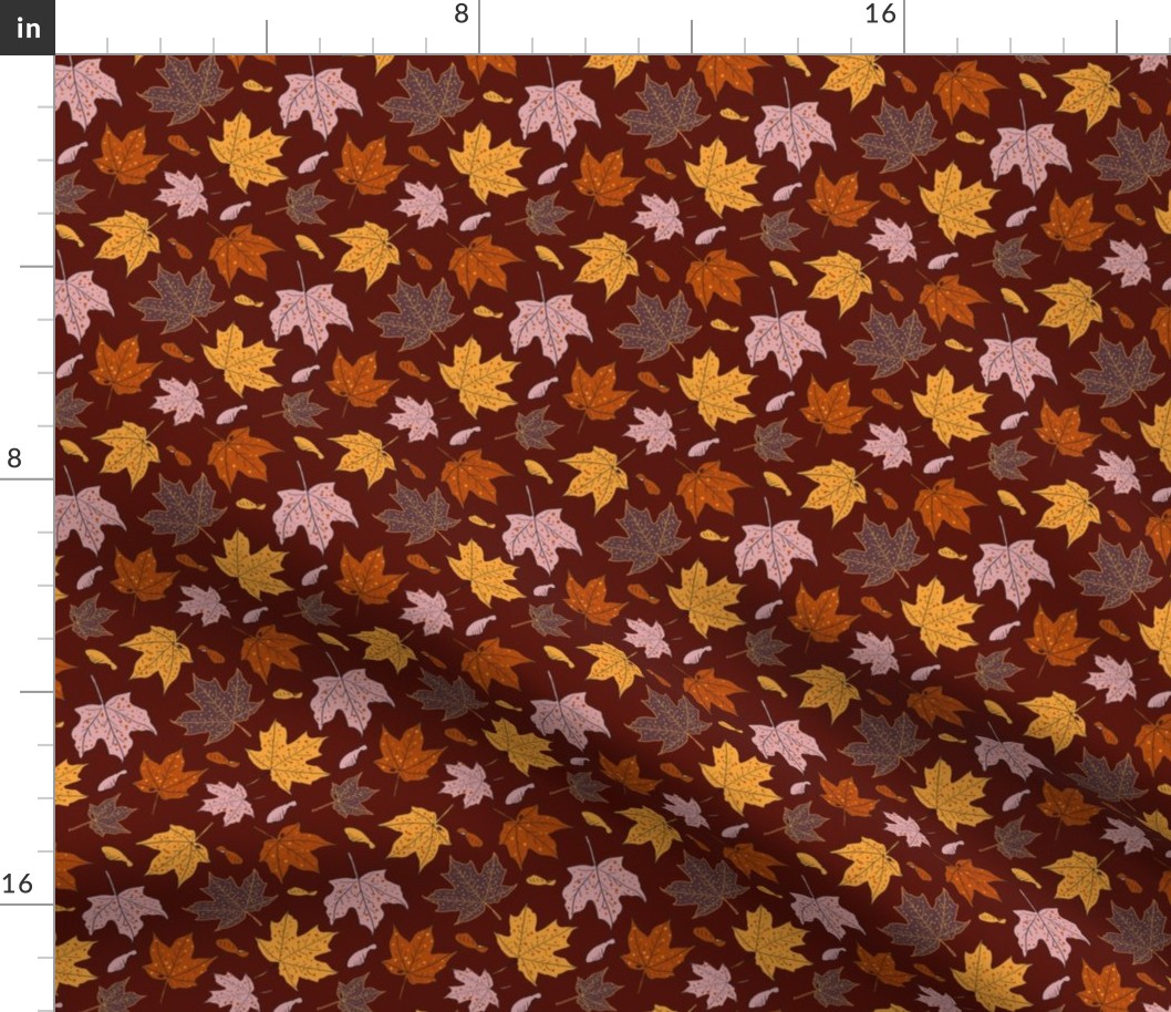 Maple leaves on russet 4x4