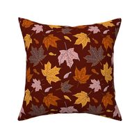 Maple leaves on russet 8x8