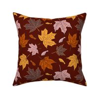 Maple leaves on russet 10x10