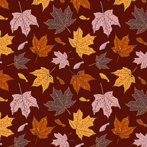 Maple leaves on russet 10x10
